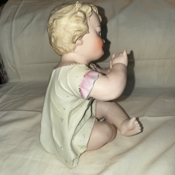 Antique Bisque Flute Baby Statue Porcelain Conta Boehme 8x5” BROKEN PINKY FINGER - Picture 5 of 15